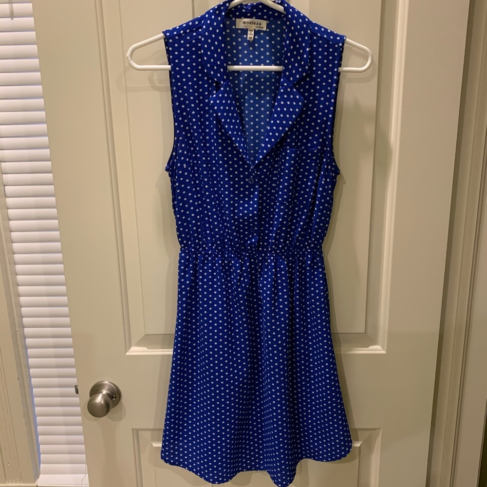 Monteau Blue Polka Dot Dress